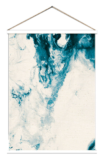 Ocean blue watercolour abstract hanging scroll poster print