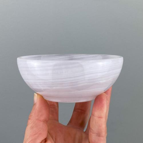 Mangano calcite pink crystal carved bowl