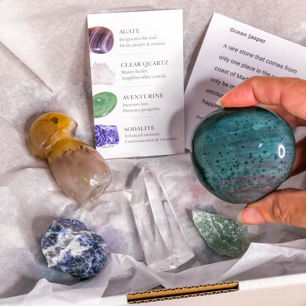 Crystal box - love, healing & creativity crystal pack - 5 crystal set