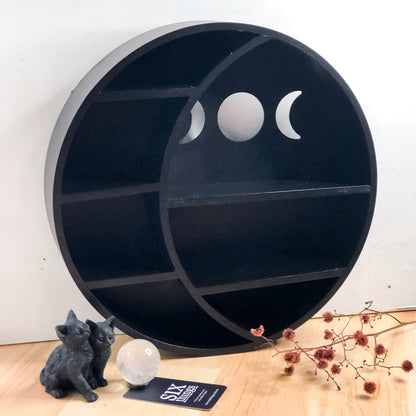 Witches moon phases black crystal display shelf