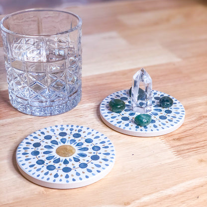 Water drop pattern grid ceramic coaster / tile