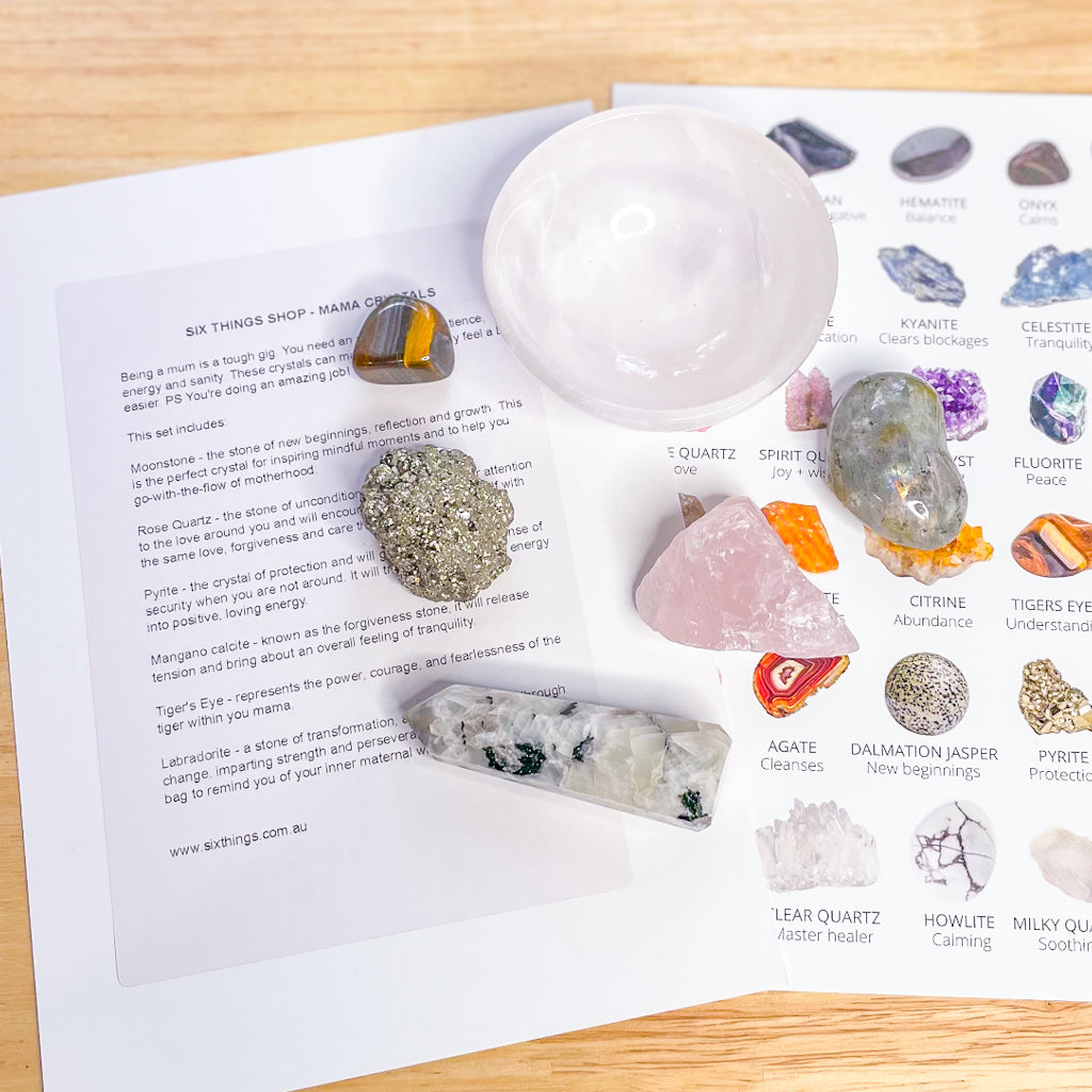 Crystal box - patience & healing / motherhood crystal pack - 6 crystal set