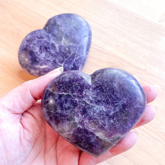 Lepidolite crystal puffy heart large