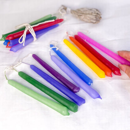 Hand made non toxic chakra colour spell taper candles