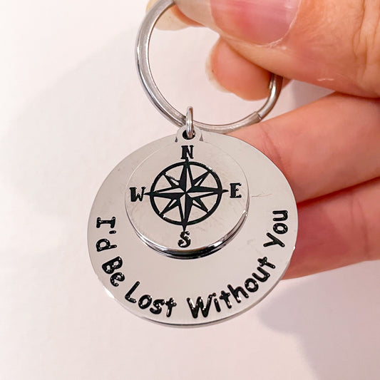 Lost without you compass key chain / ring