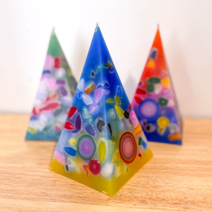 Hand made non toxic colourful pyramid lantern candle