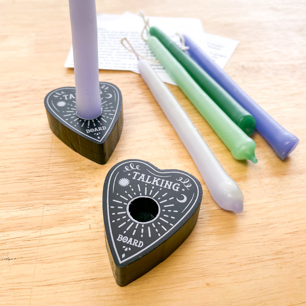 Talking ouija planchette spell candle holder