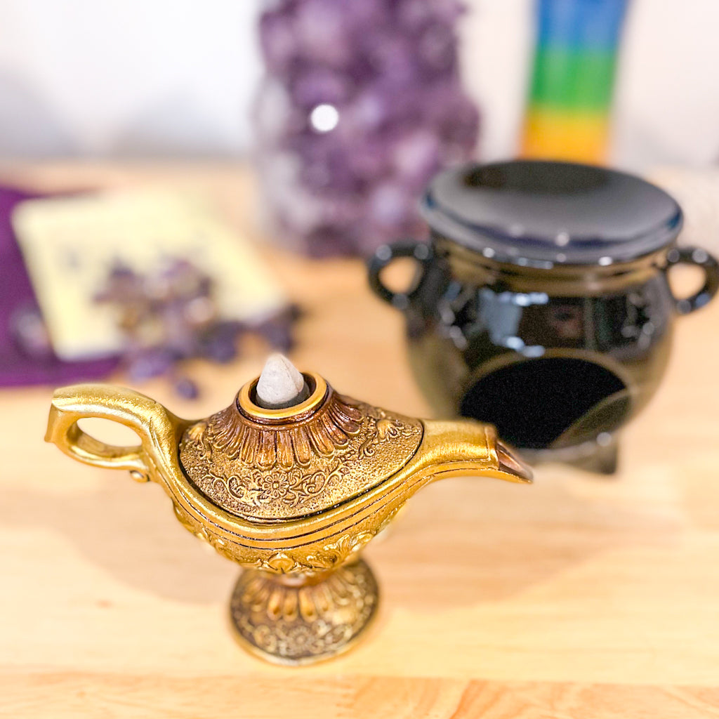Magic Aladdin genie lamp incense holder pot
