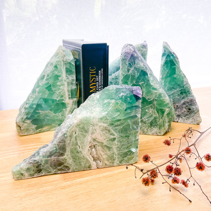 Fluorite crystal polished bookend XL