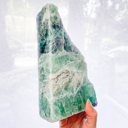 Fluorite crystal polished bookend XL