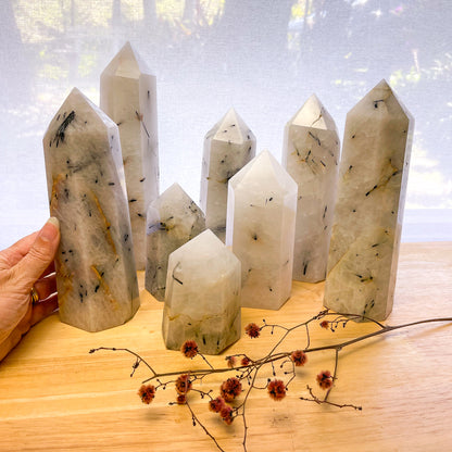 Yin Yang Tourmaline in quartz / Tourmalinated crystal tower generator XL