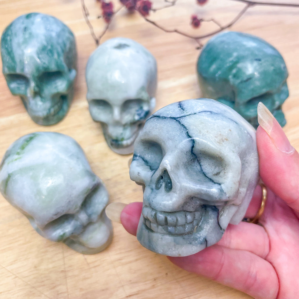 Crystal skull - Serpentine skull or Nephrite Jade skull