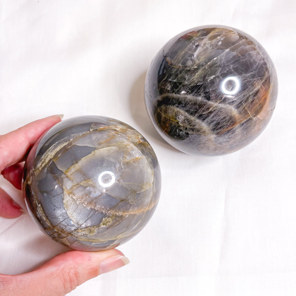Black Moonstone crystal sphere large 6-7cm