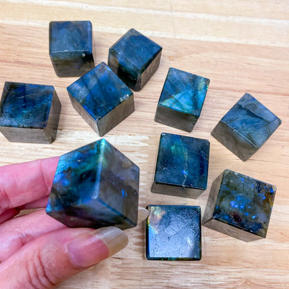 Labradorite crystal polished cube stone
