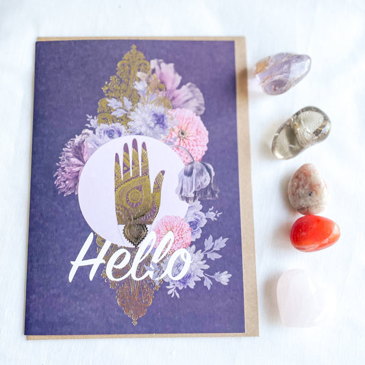 Hello palm gold foil greeting card