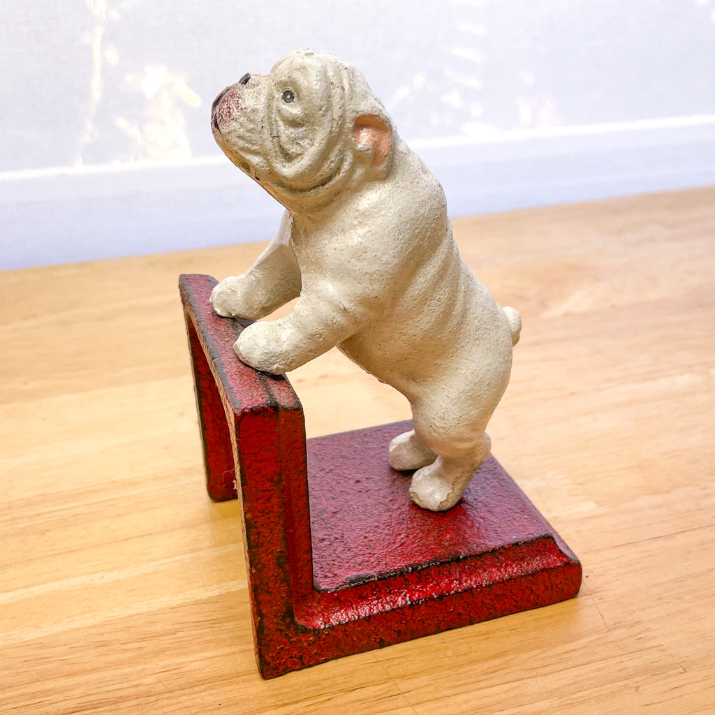 Dog statue painted metal bookend - single or pair