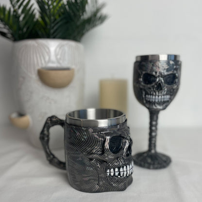 Skull wine goblet or stein mug