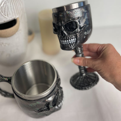Skull wine goblet or stein mug