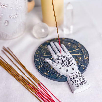 Palmistry zodiac hand incense holder