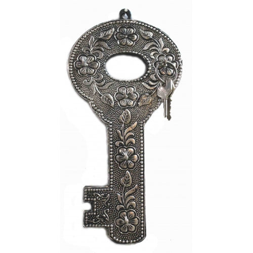 Pressed metal key shaped hook wall hanging