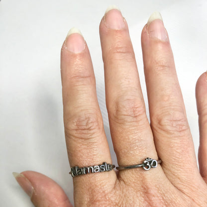 Sterling silver omn / namaste ring