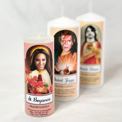 Music gods prayer candle - Beyonce, David Bowie, Dave Grohl
