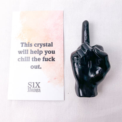 F OFF Crystal / rude finger obsidian crystal to help you chill the fuck out