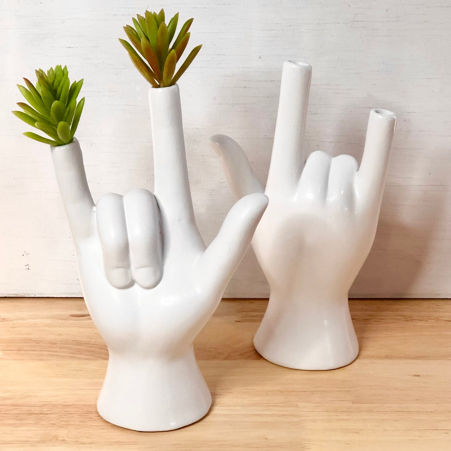 Rock hands ceramic vase statue