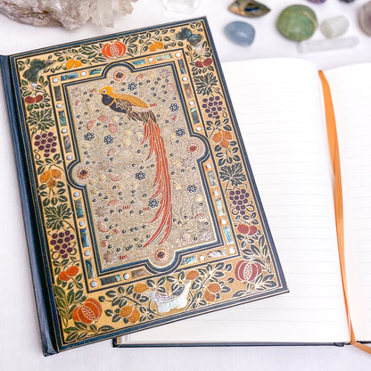 Phoenix bird & labradorite crystal gold embossed journal