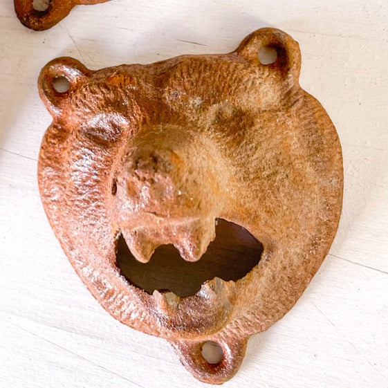 Bite of the Bear vintage cast iron bottle opener wall hook