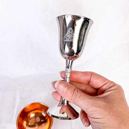 Witchy Triquetra silver goblet chalice cup