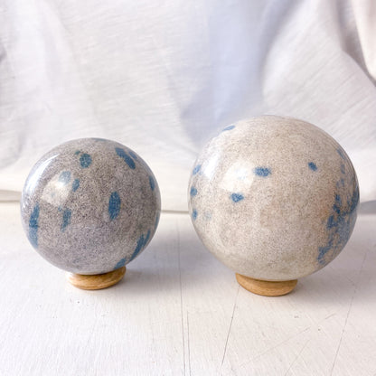 Blue apatite feldspar crystal sphere
