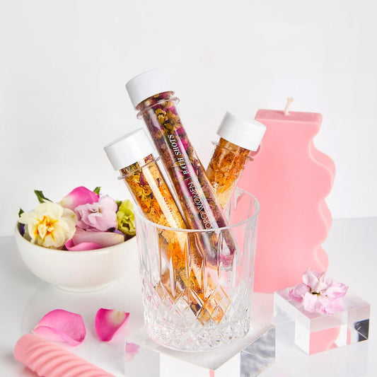Essential oil, flower bath salts tube