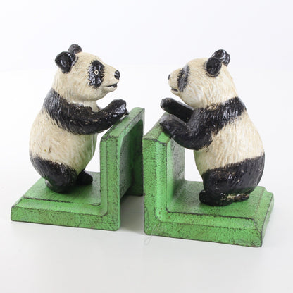 Panda bear vintage statue painted metal bookend - single or pair