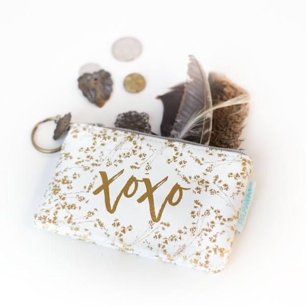 LOVE XOXO gold coin purse