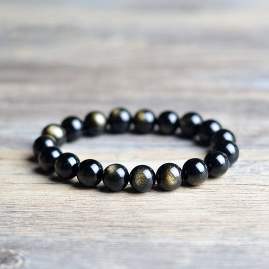 Gold sheen obsidian crystal bead bracelet