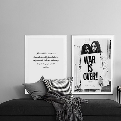 John Lennon pop culture war is over monochrome canvas print