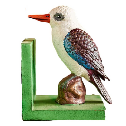 Kookaburra vintage statue painted metal bookend - single or pair