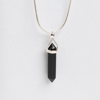 Obsidian Crystal double terminated pendant
