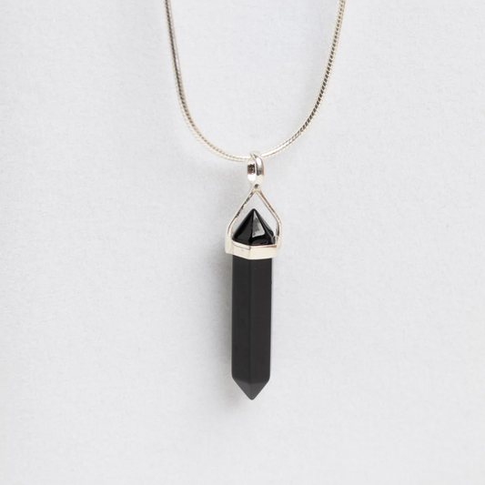 Obsidian Crystal pendant double terminated