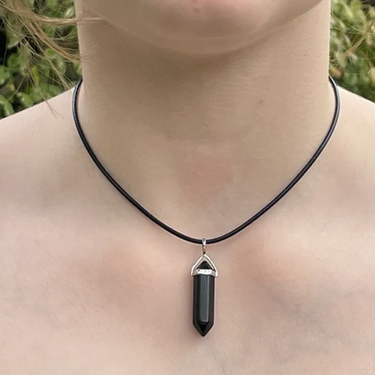 Obsidian Crystal double terminated pendant