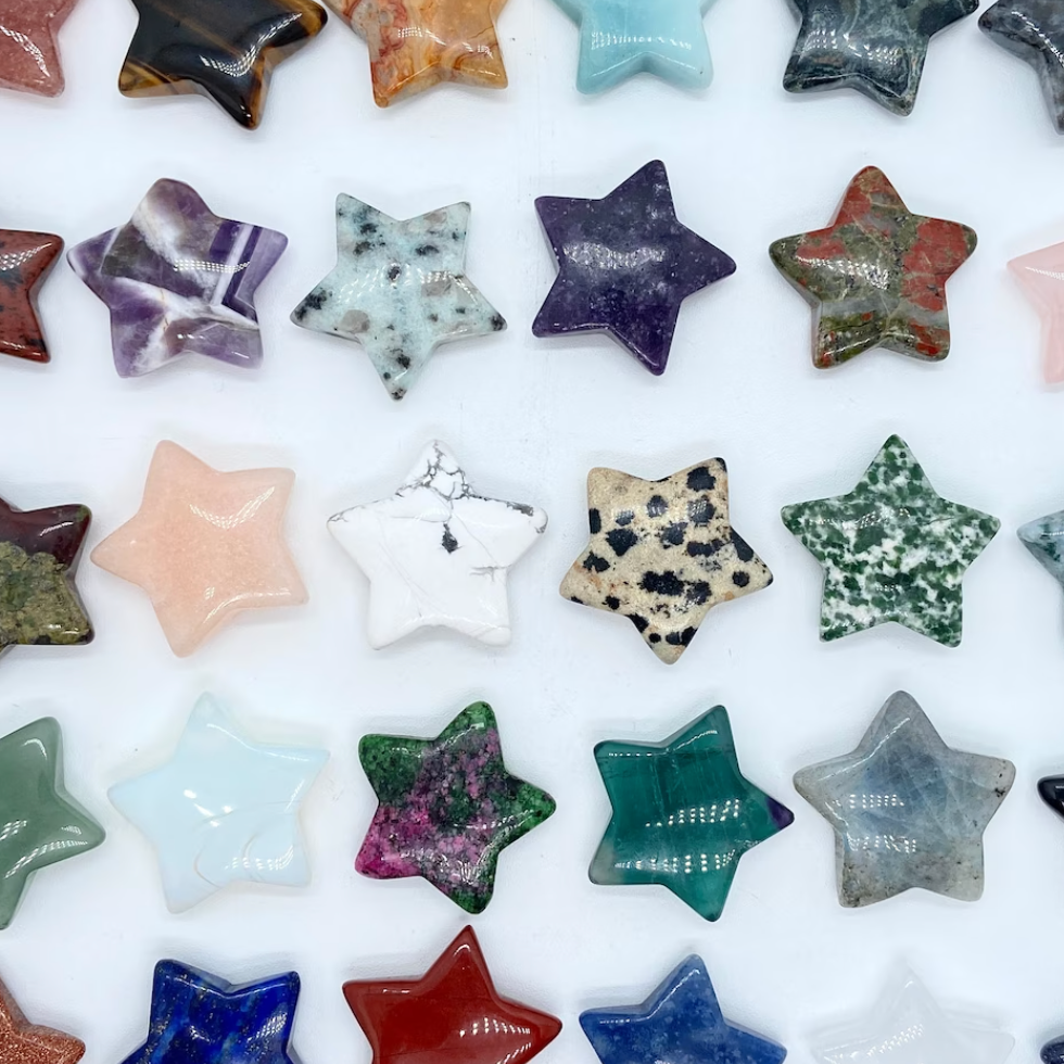 Mini crystal star polished stone carving