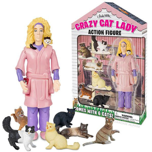 Crazy cat lady statue toy set