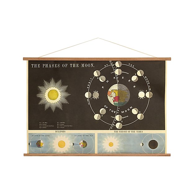 Phases of the moon / cosmic vintage chart poster print