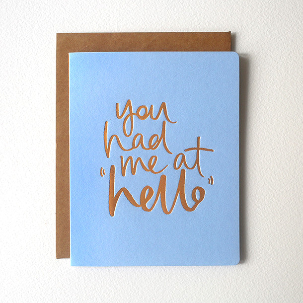 Hello letterpress greeting card - Six Things