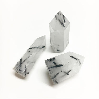 Yin Yang Tourmaline in quartz / Tourmalinated crystal point tower generator