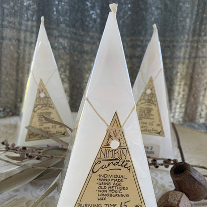 Hand made opal crystal pyramid lantern candle