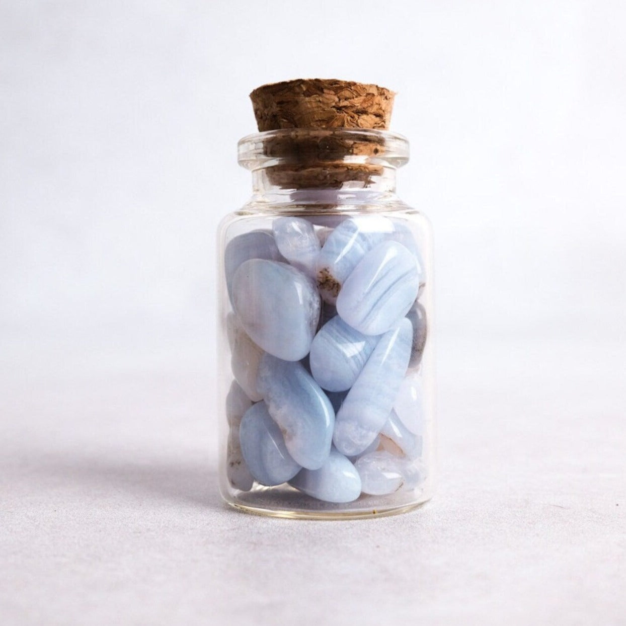Blue lace agate crystal chip jar - Wishing + Fairy bottle