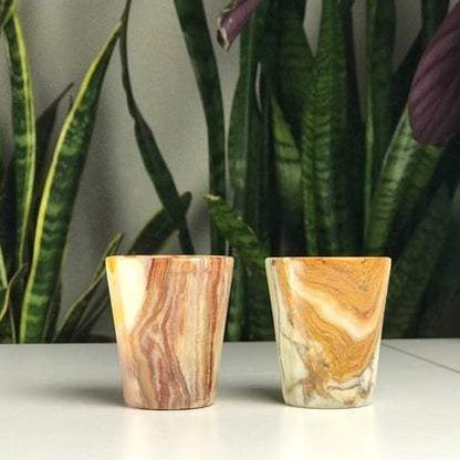 Banded onyx crystal cup / wine glass / chalice / shot glass