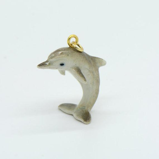Hand painted dolphin porcelain pendant